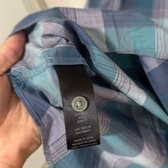 John Varvatos USA Mens Blue Plaided Short Sleeve Collared Button-Up Shirt XL - Picture 6 of 7